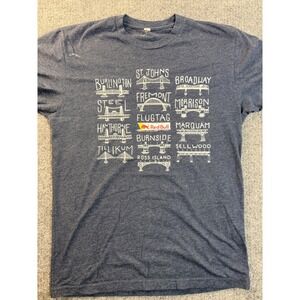 Red Bull Flugtag Portland Bridges Graphic Tee Mens L Blue Cotton Blend T-Shirt